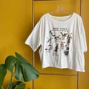 “Unfortunate plants” loose crop tee; Plus size size 2